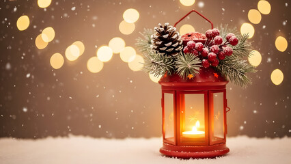 christmas candle in the snow