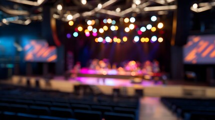 Empty concert stage ready for a virtual performance creates an immersive online entertainment experience