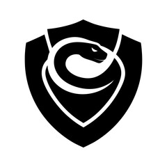 Serpent Inspired Shield Shape Showing Coiled Motion Strength And Alert Protection Line Art Vector illustration