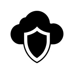 Abstract Shield Shape Based On Cloud Symbol Concept Showing Hybrid Security Style Line Art Vector illustration
