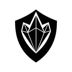 Faceted Crystal Shard Inspired Shield Form Expressing Strength And Magical Defense Line Art Vector illustration
