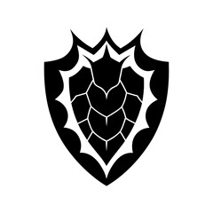 Fantasy Shield Design With Overlapping Dragon Scales Showing Powerful Defense Line Art Vector illustration