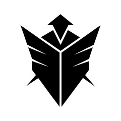 Shield Design Based On Folded Origami Bird Form Showing Precision And Balance Line Art Vector illustration