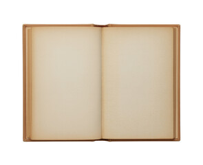 Fototapeta premium Open blank book with yellowed pages on black open book blank pages isolated on a transparent background
