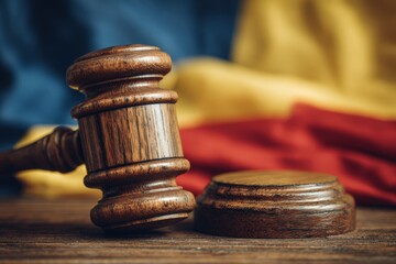 Judicial Gavel with Moldovan Flag Backdrop in Geopolitical Context