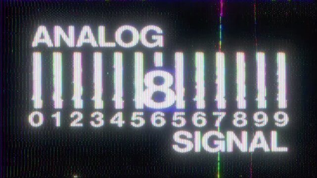 4K Analog Signal Glitch Animation with Numeric Scale Display Screen Noise Signal Distortion and Retro Broadcast Interference as Reusable Interface Overlay Layer for UI HUD and Monitoring Systems