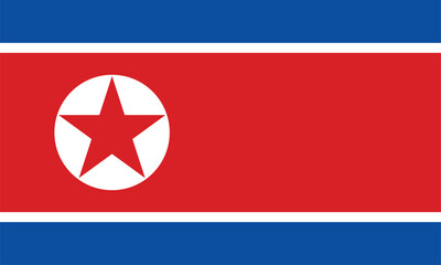 Flag of North Korea with Red Star Emblem