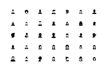 User Profile Avatar Silhouette Vector Set featuring Diverse Men and Women Faces