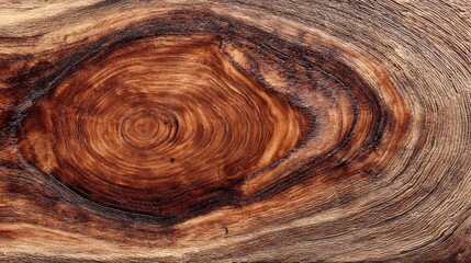 Obraz premium A closeup of a polished wooden slab reveals rich grain patterns, knots, and natural details, highlighting organic material beauty for design use. 