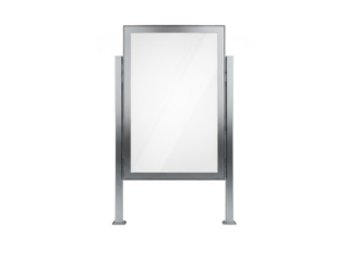 Silver metal signboard frame isolated on transparent background