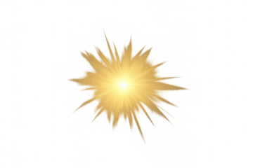 Bright glowing light effect creating a warm radiating starburst, a shining sunbeam element with a transparent background