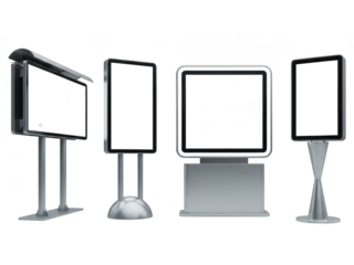 Digital signage displays isolated on transparent background