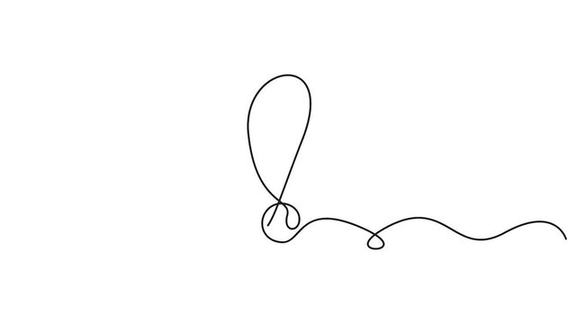 -Vector illustration of an exclamation mark continuous one line drawing animation video