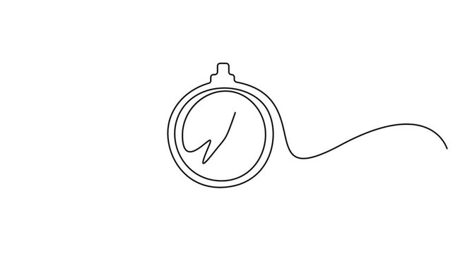 Self animated one continuous line drawing of traveler compass vector illustration