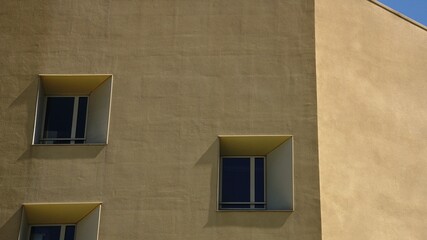 windows in minimalist facade
