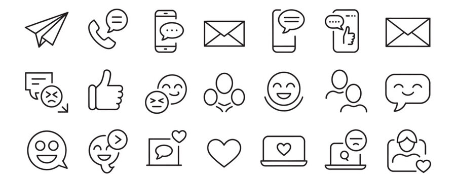 Set of modern social media and communication icons for digital marketing - Powered by Adobe