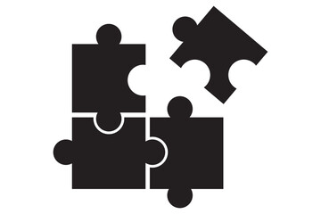 Jigsaw puzzle pieces icons set symbolizing connection, teamwork and problem solving.