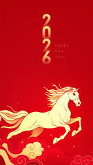 Chinese style red poster Horse elements Spring Festival background