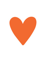 Red Orange heart vector illustration on a white background, perfect for romantic, love-themed designs or projects. Simple and modern heart shape in vibrant orange color symbolizes affection.