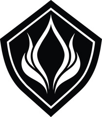 Modern fire corner emblem with smooth organic flame shapes abstract symbol Vector illustration