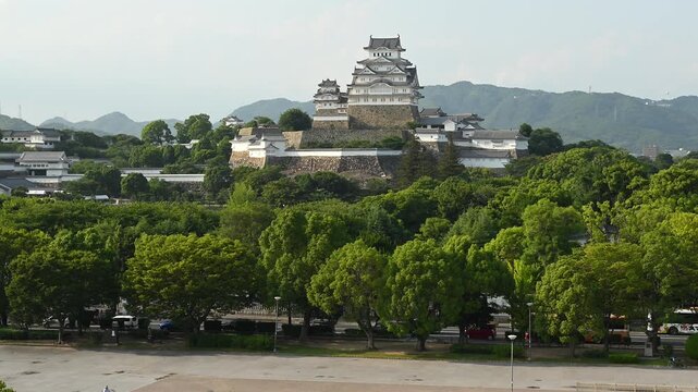 fortess at Himeji castle with clair sky. Himeji  castle is Japanese ancient castle is landmark in Hyogo, Kansai,Japan