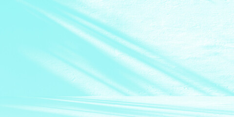 Minimalist light blue textured room with soft diagonal shadows, creating bright and serene architectural background perfect for product mockups interior design and clean digital spaces