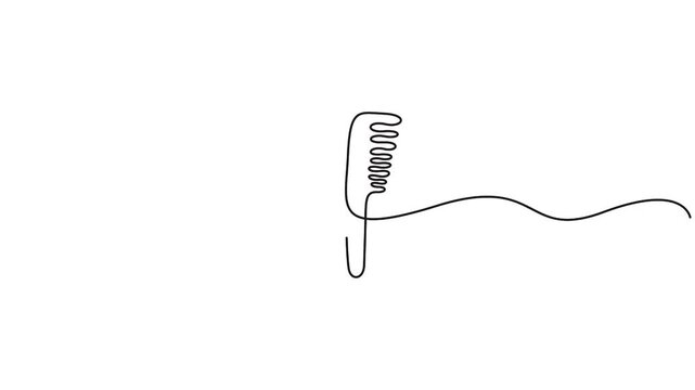 Video. Self animated continuous line drawing of a comb. Single line art comb vector illustration