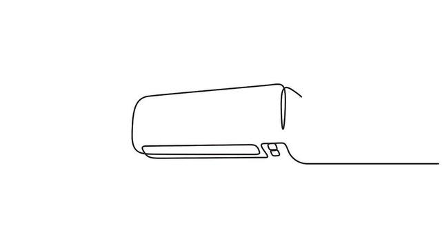 Self animated continuous line drawing of an indoor air conditioner unit. Full length single line art animation