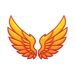 Fototapeta premium A vibrant illustration depicts a pair of stylized golden wings spread open suggesting flight or angelic symbolism high quality