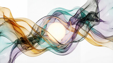 Abstract Fluid Color Waves: Graceful abstract composition featuring flowing ribbons of color, artfully intertwined and suggesting movement, energy and seamless transitions.