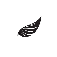 Stylized black wing shape featuring multiple smooth, flowing layered lines on a white background