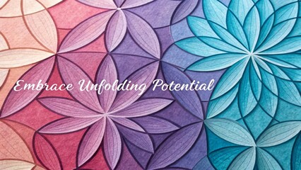 Colorful Floral Pattern with Geometric Designs and Soft Colors