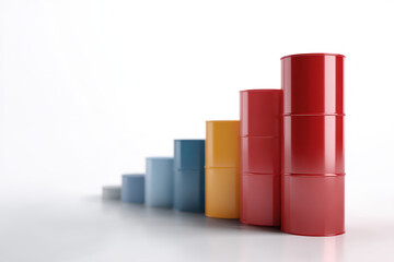 Rising bar graph oil barrel red growth energy petroleum fuel
