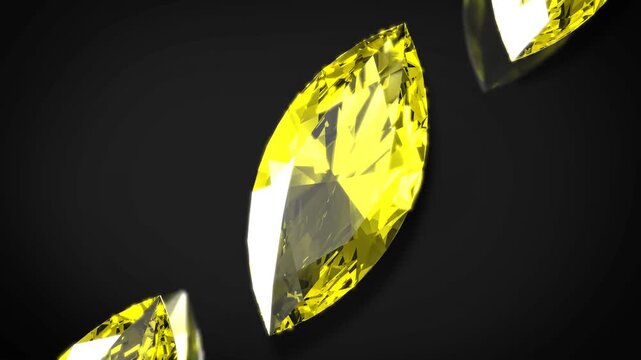 Yellow marquise diamond black background 