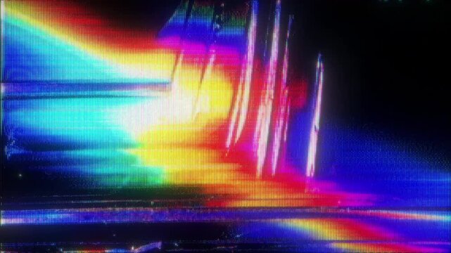 4K Chromatic Light Glitch Animation with Color Split Signal Distortion Pixel Noise and Digital Interference as Reusable Overlay Layer for Interface Motion Systems and Screen Transition Pipeline System