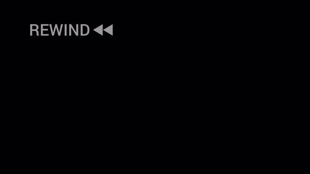 VHS rewind animation rewind VHS video tape screen. Retro vintage background for modern videos. REW VHS with Distortion Noise. alpha channel, 4K Video.