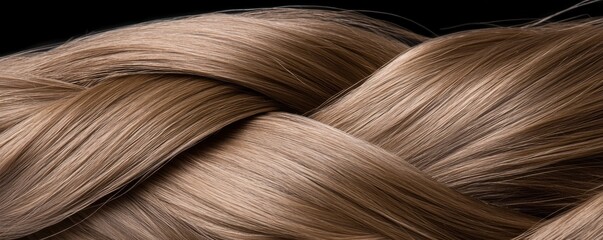 Close-Up of Silky Brown Hair in Intricate Braid on Dark Background