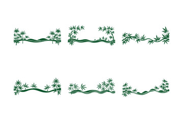 Minimalist Ink Brush Bamboo Asian Ornamental Border
