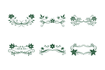Art Nouveau Lily Vine Flowing Ornamental Border Set