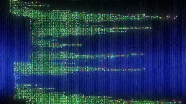 4K Digital Text Coding Hacking Glitch Transition with Data Block Distortion Signal Errors Pixel Noise and Code Corruption as Interface Overlay Layer for UI HUD Systems Graphics Compositing Pipeline FX