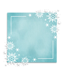 Winter Snowflake watercolor Frame square Background