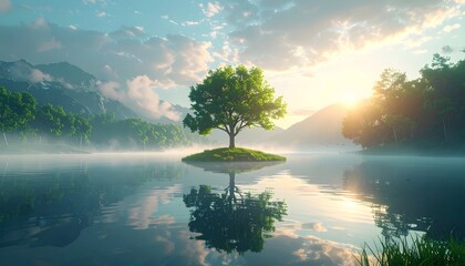 sunrise over the lake