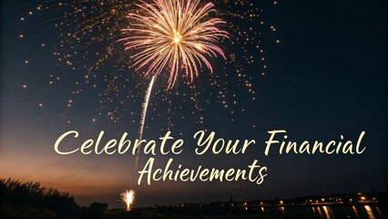 Fireworks display illuminating a night sky with celebratory message