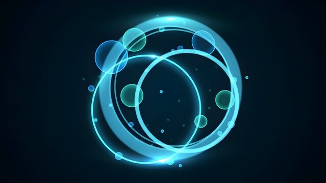 Ethereal blue light rings with sparkling bubbles create a mesmerizing futuristic energy display on a deep abstract backdrop - Powered by Adobe