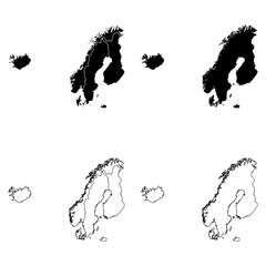 Scandinavia Outline and Solid Fill Map Set.