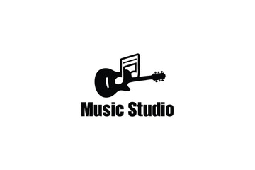 Guitar music  simple logo design