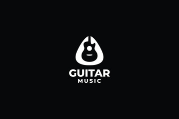 Guitar music  simple logo design