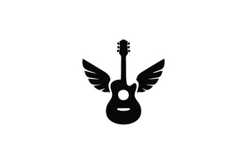 Guitar Wing Wings Music Logo design template