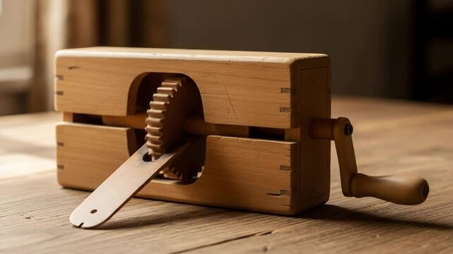 Wooden hand tool in vintage craftsmanship style in warm brown tones representing traditional woodworking equipment