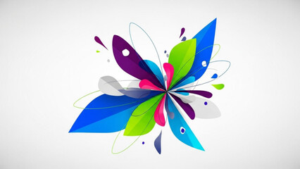 Obraz premium Vibrant abstract floral design with colorful petals and dynamic shapes on white background